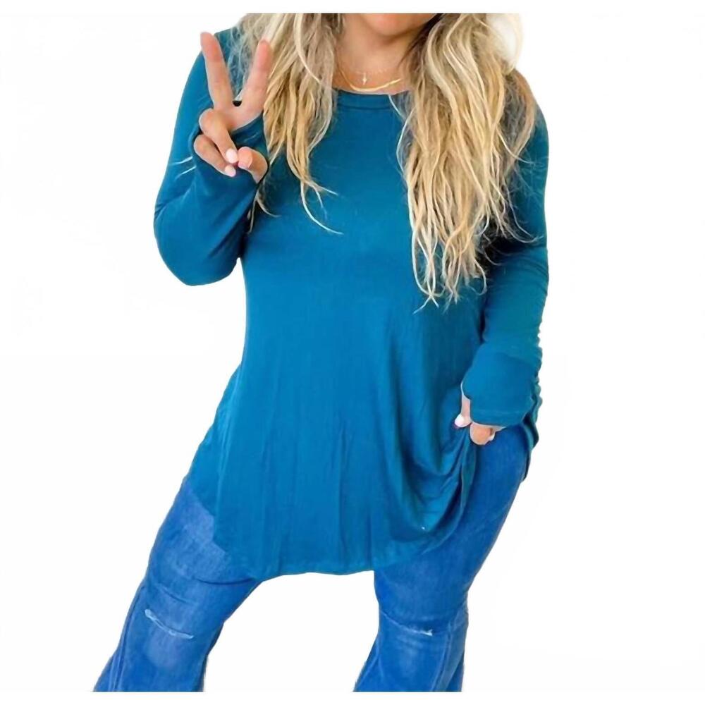 NEW BLAKELY buttery soft tunic top - plus in moroccan blue